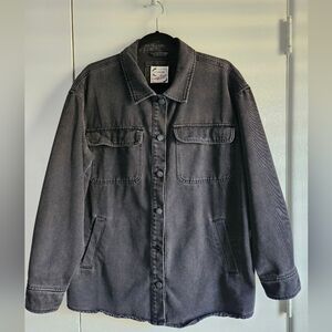 Stoosh Oversized Black Vintage Wash Denim Shirt Jacket Large